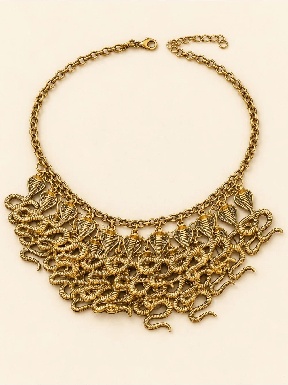 Vintage Gothic Cobra Antique Charm Collar Necklace